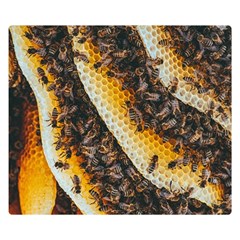 Yellow And Black Bees On Brown And Black Two Sides Premium Plush Fleece Blanket (small) by Ndabl3x