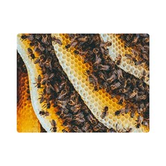 Yellow And Black Bees On Brown And Black Premium Plush Fleece Blanket (mini) by Ndabl3x