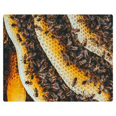 Yellow And Black Bees On Brown And Black Premium Plush Fleece Blanket (medium) by Ndabl3x