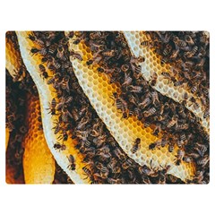 Yellow And Black Bees On Brown And Black Premium Plush Fleece Blanket (extra Small) by Ndabl3x