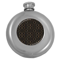 Brochure Flyer Poster Music Pattern Round Hip Flask (5 Oz) by Grandong