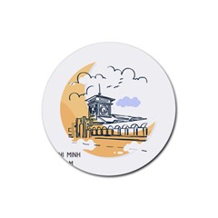 Poster Map Flag Lotus Boat Rubber Round Coaster (4 Pack) by Grandong