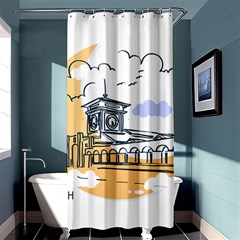 Poster Map Flag Lotus Boat Shower Curtain 36  X 72  (stall)  by Grandong