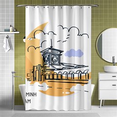 Poster Map Flag Lotus Boat Shower Curtain 48  X 72  (small)  by Grandong