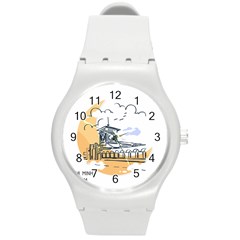 Poster Map Flag Lotus Boat Round Plastic Sport Watch (m) by Grandong