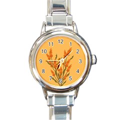 Yellow Flowers Flowers Watercolor Round Italian Charm Watch by Grandong