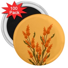 Yellow Flowers Flowers Watercolor 3  Magnets (100 Pack) by Grandong