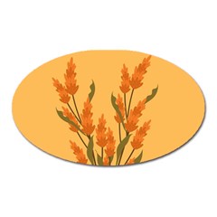 Yellow Flowers Flowers Watercolor Oval Magnet