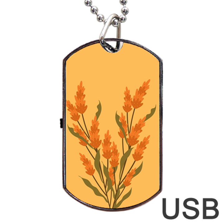 Yellow Flowers Flowers Watercolor Dog Tag USB Flash (One Side)