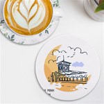 Poster Map Flag Lotus Boat UV Print Round Tile Coaster Front