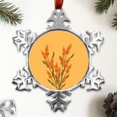 Yellow Flowers Flowers Watercolor Metal Small Snowflake Ornament by Grandong