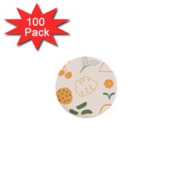 Cherries Flower Leaves Floral 1  Mini Buttons (100 Pack)  by Grandong