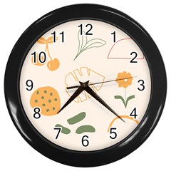 Cherries Flower Leaves Floral Wall Clock (black) by Grandong