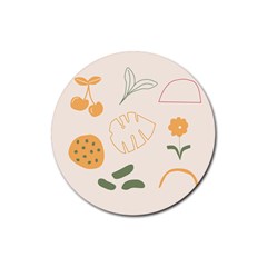 Cherries Flower Leaves Floral Rubber Coaster (round) by Grandong