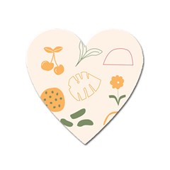 Cherries Flower Leaves Floral Heart Magnet by Grandong