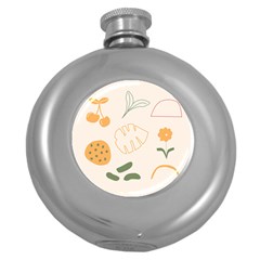 Cherries Flower Leaves Floral Round Hip Flask (5 Oz) by Grandong