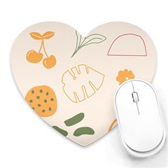 Cherries Flower Leaves Floral Heart Mousepad by Grandong