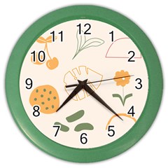 Cherries Flower Leaves Floral Color Wall Clock by Grandong