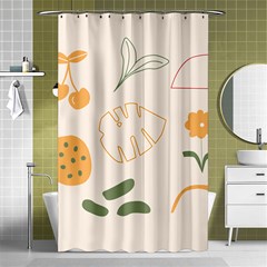 Cherries Flower Leaves Floral Shower Curtain 48  X 72  (small)  by Grandong