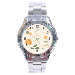 Cherries Flower Leaves Floral Stainless Steel Analogue Watch