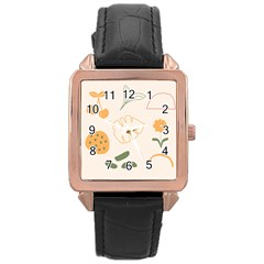 Cherries Flower Leaves Floral Rose Gold Leather Watch  by Grandong