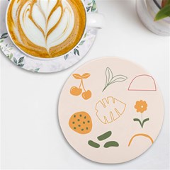 Cherries Flower Leaves Floral Uv Print Round Tile Coaster by Grandong