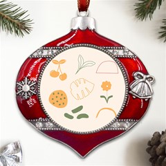 Cherries Flower Leaves Floral Metal Snowflake And Bell Red Ornament by Grandong