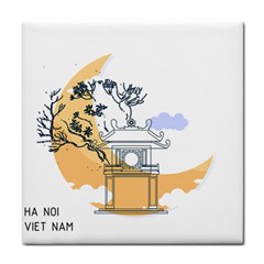 Poster Map Flag Lotus Boat Ha Noi Vietnam Tile Coaster by Grandong