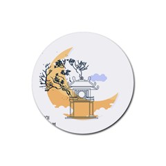 Poster Map Flag Lotus Boat Ha Noi Vietnam Rubber Coaster (round) by Grandong