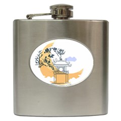 Poster Map Flag Lotus Boat Ha Noi Vietnam Hip Flask (6 Oz) by Grandong