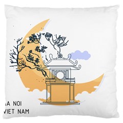 Poster Map Flag Lotus Boat Ha Noi Vietnam Large Cushion Case (one Side) by Grandong