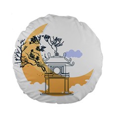 Poster Map Flag Lotus Boat Ha Noi Vietnam Standard 15  Premium Round Cushions by Grandong