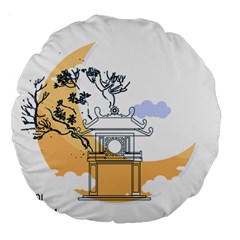 Poster Map Flag Lotus Boat Ha Noi Vietnam Large 18  Premium Round Cushions by Grandong