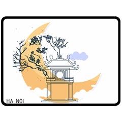 Poster Map Flag Lotus Boat Ha Noi Vietnam Two Sides Fleece Blanket (large) by Grandong