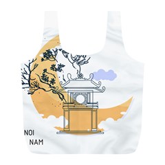 Poster Map Flag Lotus Boat Ha Noi Vietnam Full Print Recycle Bag (l) by Grandong