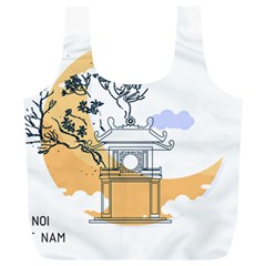 Poster Map Flag Lotus Boat Ha Noi Vietnam Full Print Recycle Bag (xl) by Grandong