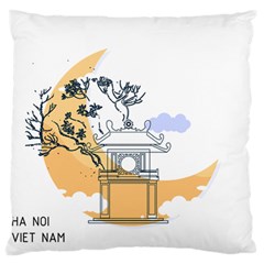 Poster Map Flag Lotus Boat Ha Noi Vietnam Large Premium Plush Fleece Cushion Case (one Side) by Grandong