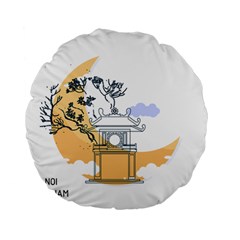 Poster Map Flag Lotus Boat Ha Noi Vietnam Standard 15  Premium Flano Round Cushions by Grandong