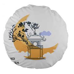 Poster Map Flag Lotus Boat Ha Noi Vietnam Large 18  Premium Flano Round Cushions by Grandong