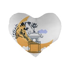 Poster Map Flag Lotus Boat Ha Noi Vietnam Standard 16  Premium Flano Heart Shape Cushions by Grandong