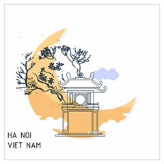 Poster Map Flag Lotus Boat Ha Noi Vietnam Lightweight Scarf 