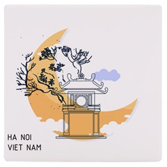 Poster Map Flag Lotus Boat Ha Noi Vietnam Uv Print Square Tile Coaster  by Grandong