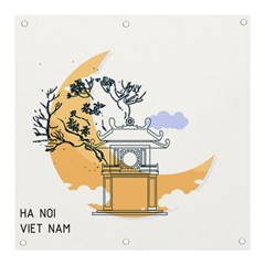 Poster Map Flag Lotus Boat Ha Noi Vietnam Banner And Sign 3  X 3  by Grandong