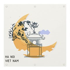 Poster Map Flag Lotus Boat Ha Noi Vietnam Banner And Sign 4  X 4  by Grandong