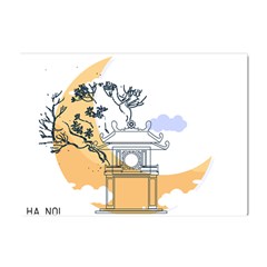 Poster Map Flag Lotus Boat Ha Noi Vietnam Crystal Sticker (a4) by Grandong