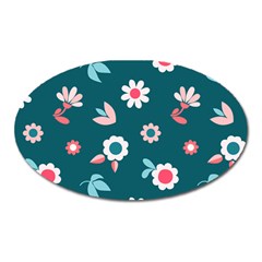 Cute Flowers Seamless Model Spring Oval Magnet by Grandong