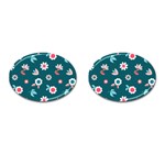 Cute Flowers Seamless Model Spring Cufflinks (Oval) Front(Pair)