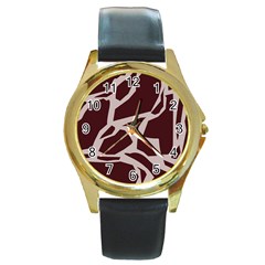 Cracked Pattern Boho Art Design Round Gold Metal Watch by Grandong