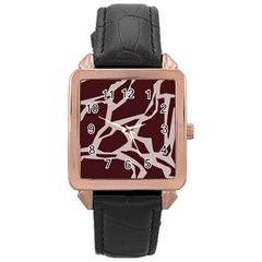 Cracked Pattern Boho Art Design Rose Gold Leather Watch  by Grandong