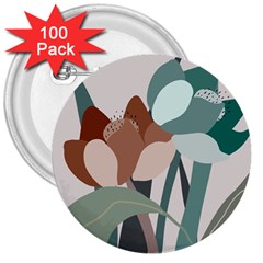 Flowers Plants Leaves Foliage 3  Buttons (100 Pack)  by Grandong